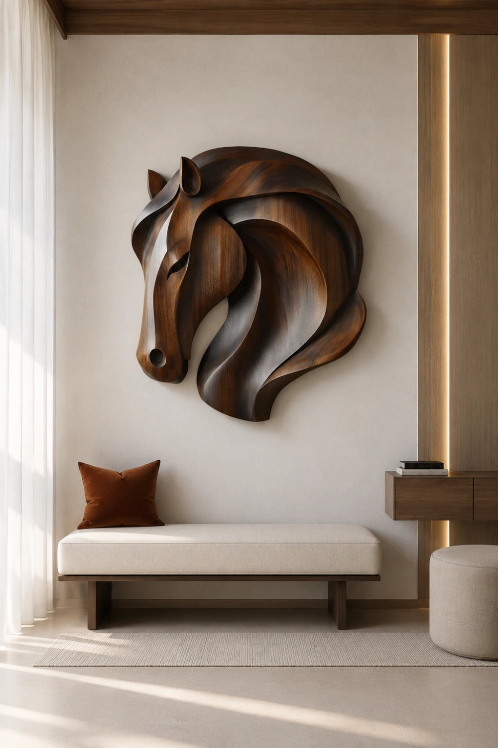 3D Wooden Horse Head Wall Art | Deep Relief Animal Plaque