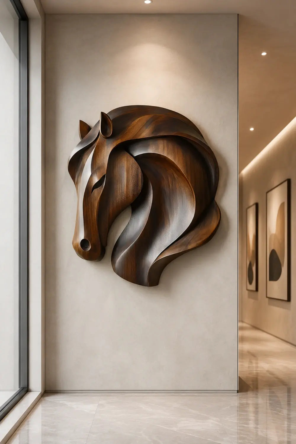 3D Wooden Horse Head Wall Art | Deep Relief Animal Plaque