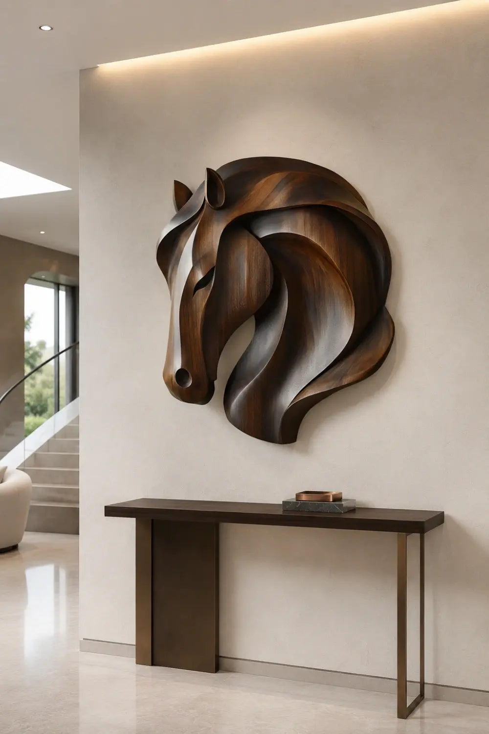 3D Wooden Horse Head Wall Art | Deep Relief Animal Plaque