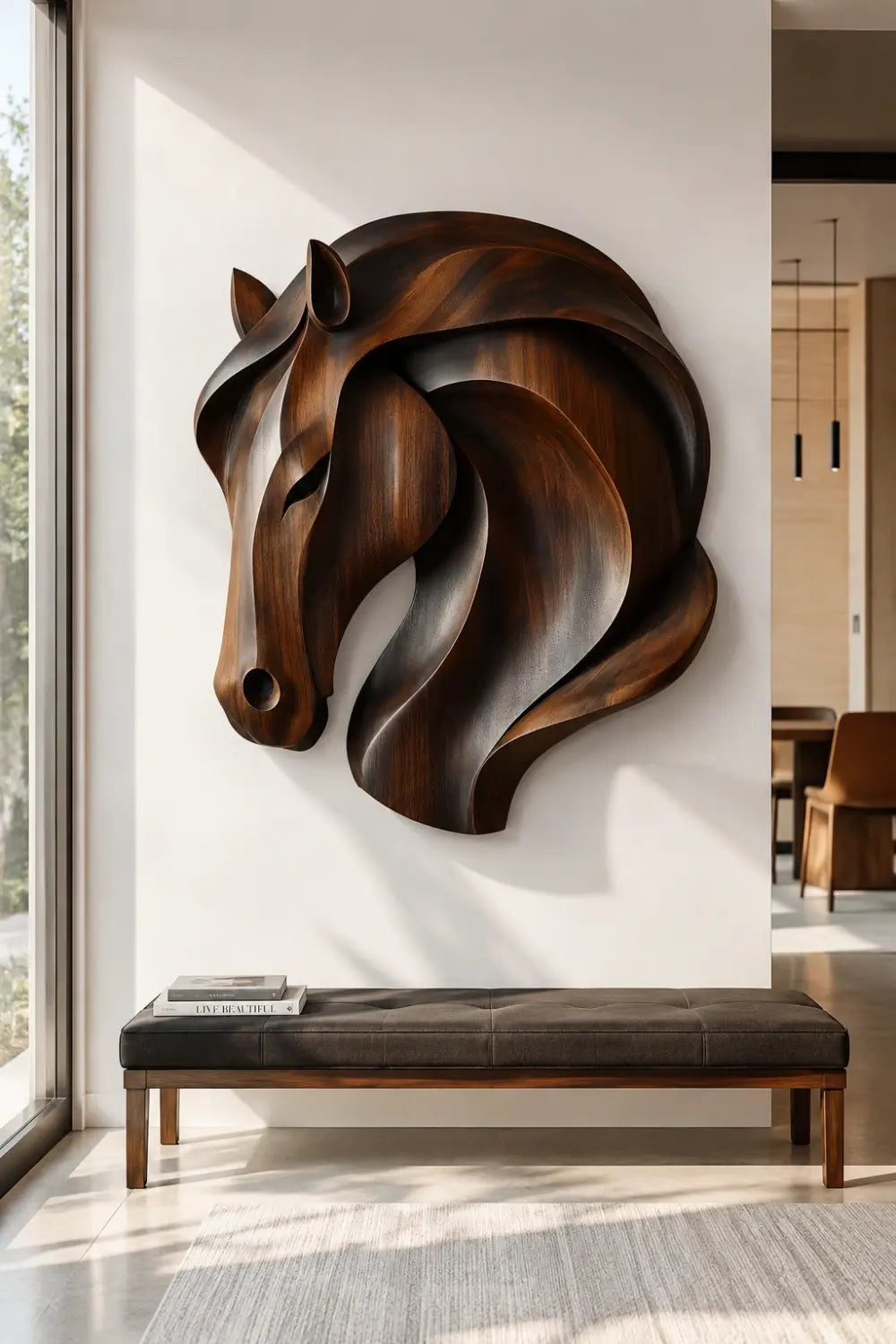 3D Wooden Horse Head Wall Art | Deep Relief Animal Plaque