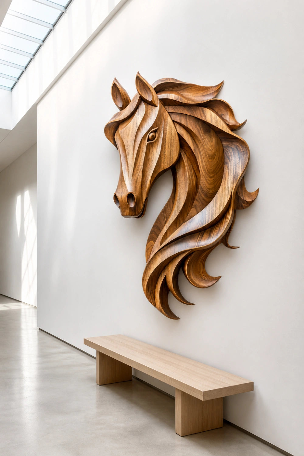 Windswept Wooden Horse Wall Relief | Wild Stallion Lodge Decor