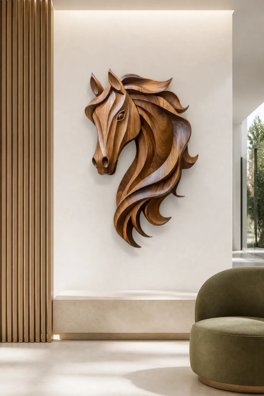 Windswept Wooden Horse Wall Relief | Wild Stallion Lodge Decor