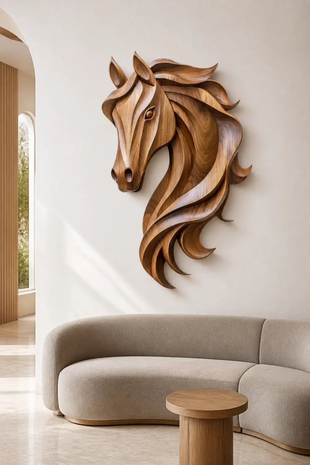 Windswept Wooden Horse Wall Relief | Wild Stallion Lodge Decor