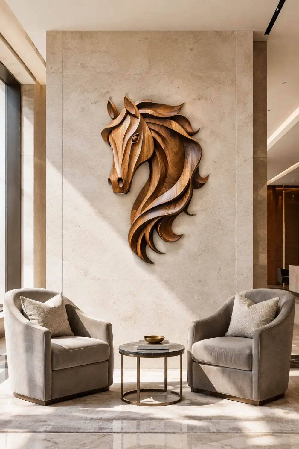 Windswept Wooden Horse Wall Relief | Wild Stallion Lodge Decor