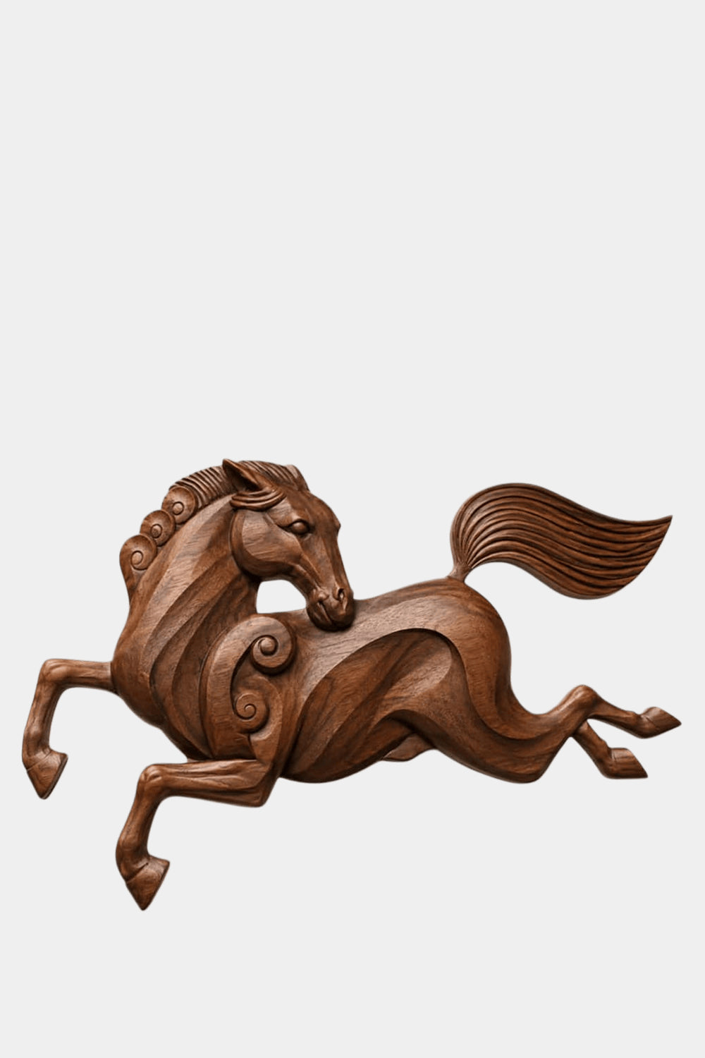 Wooden Horse & Human Profile Wall Relief | Optical Illusion Art