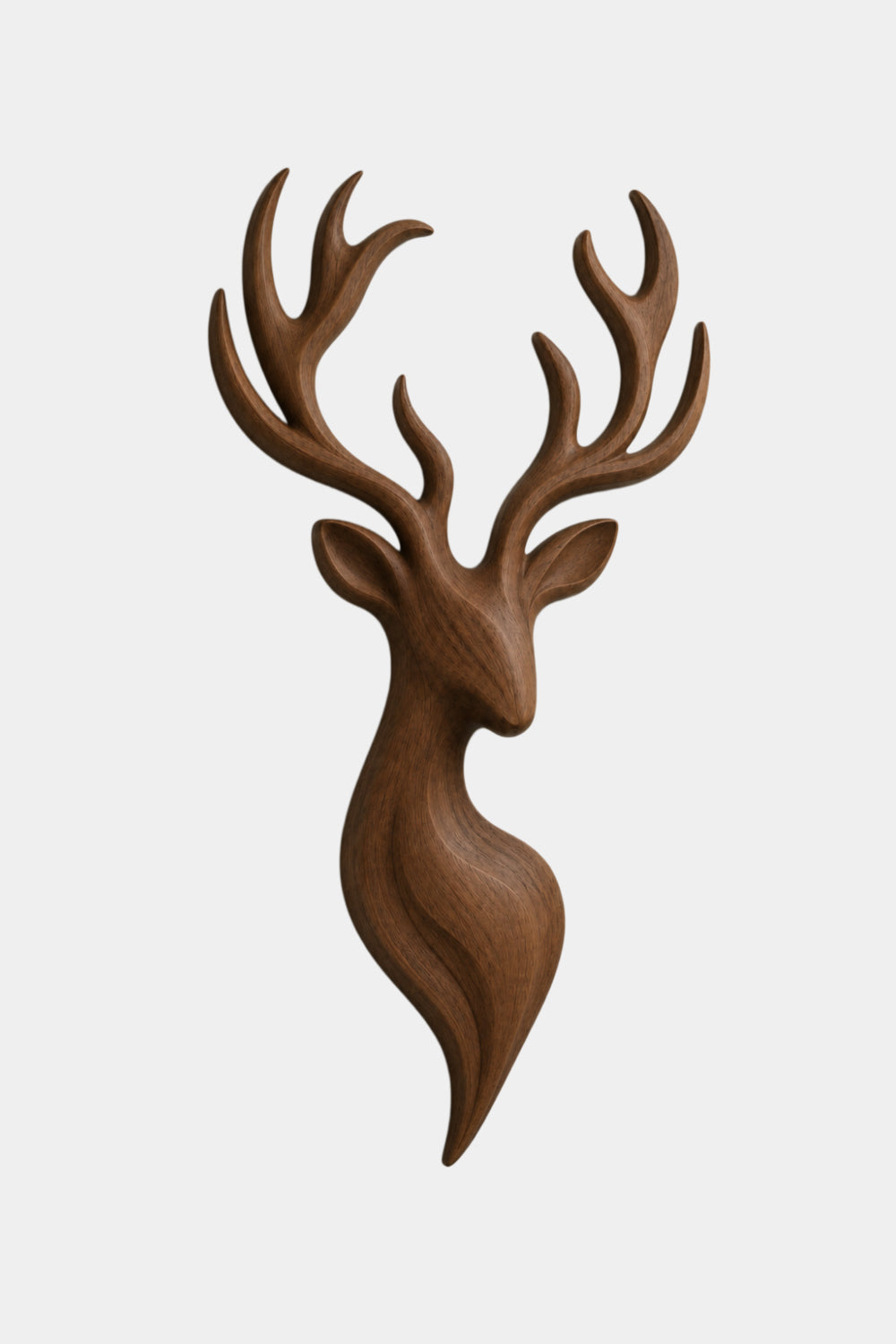 Carved Wood Stag Head Relief | Deer Wall Sculpture | Cabin Lodge Decor