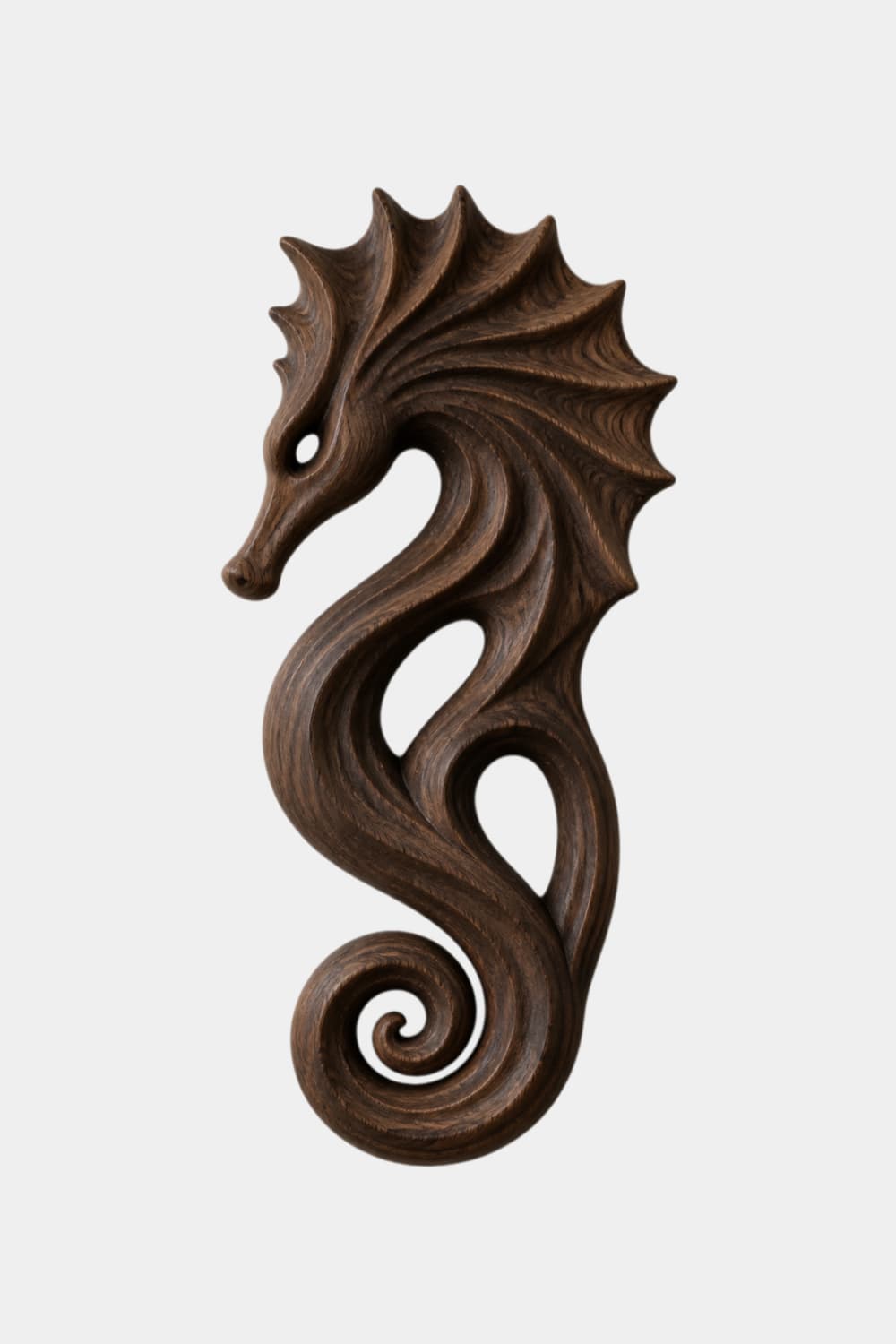 Carved Wooden Seahorse Wall Decor | Coastal Nautical Marine Art Sculpture