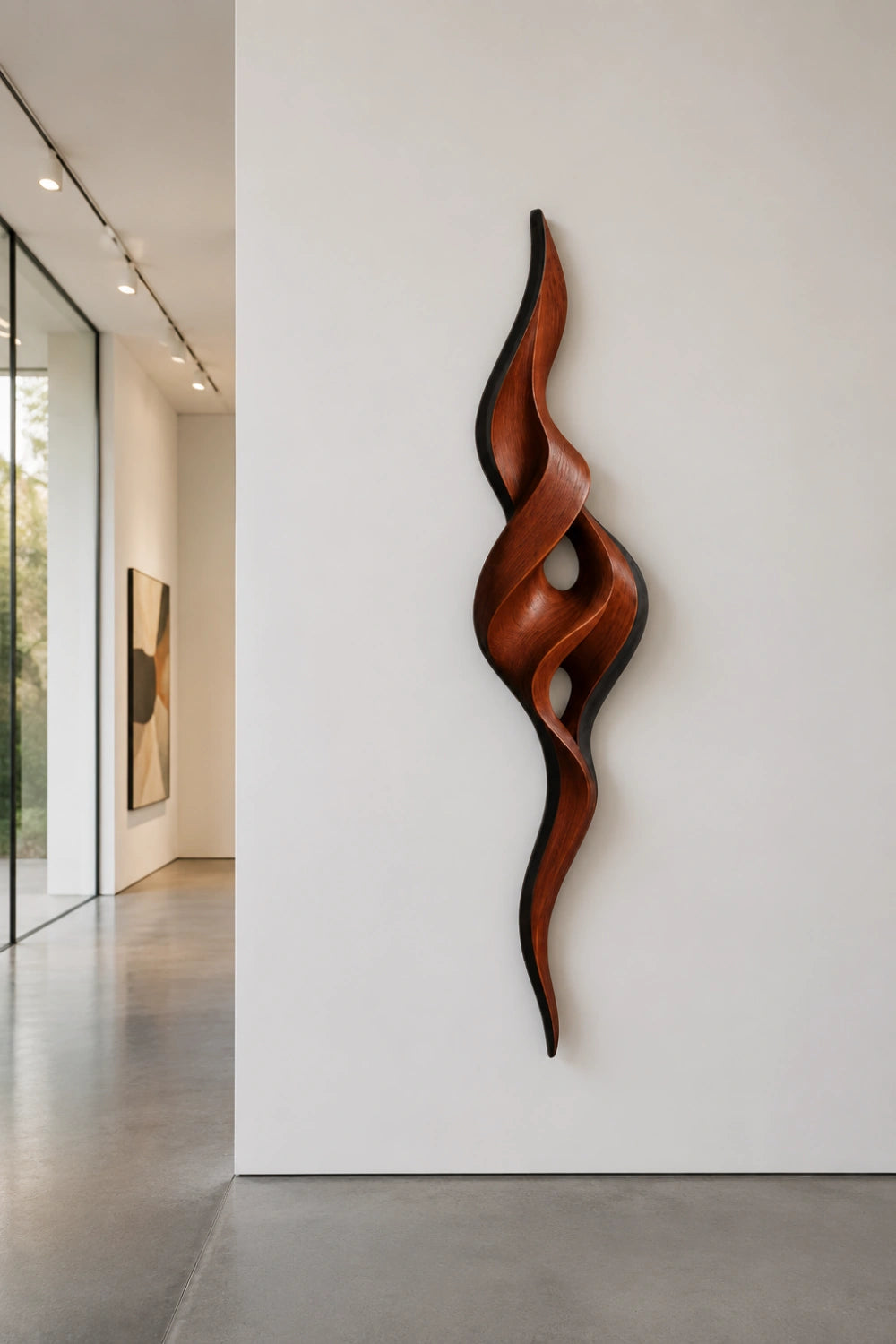 Modern Wood Ribbon Sculpture | Twisting Infinity Fluid Decor | Unique Contemporary Art