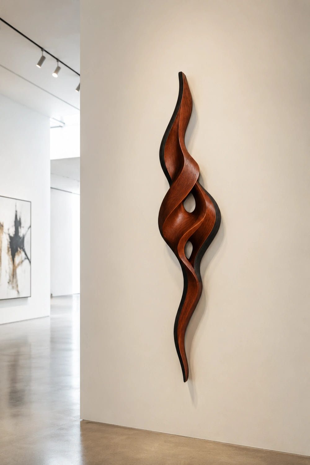 Modern Wood Ribbon Sculpture | Twisting Infinity Fluid Decor | Unique Contemporary Art