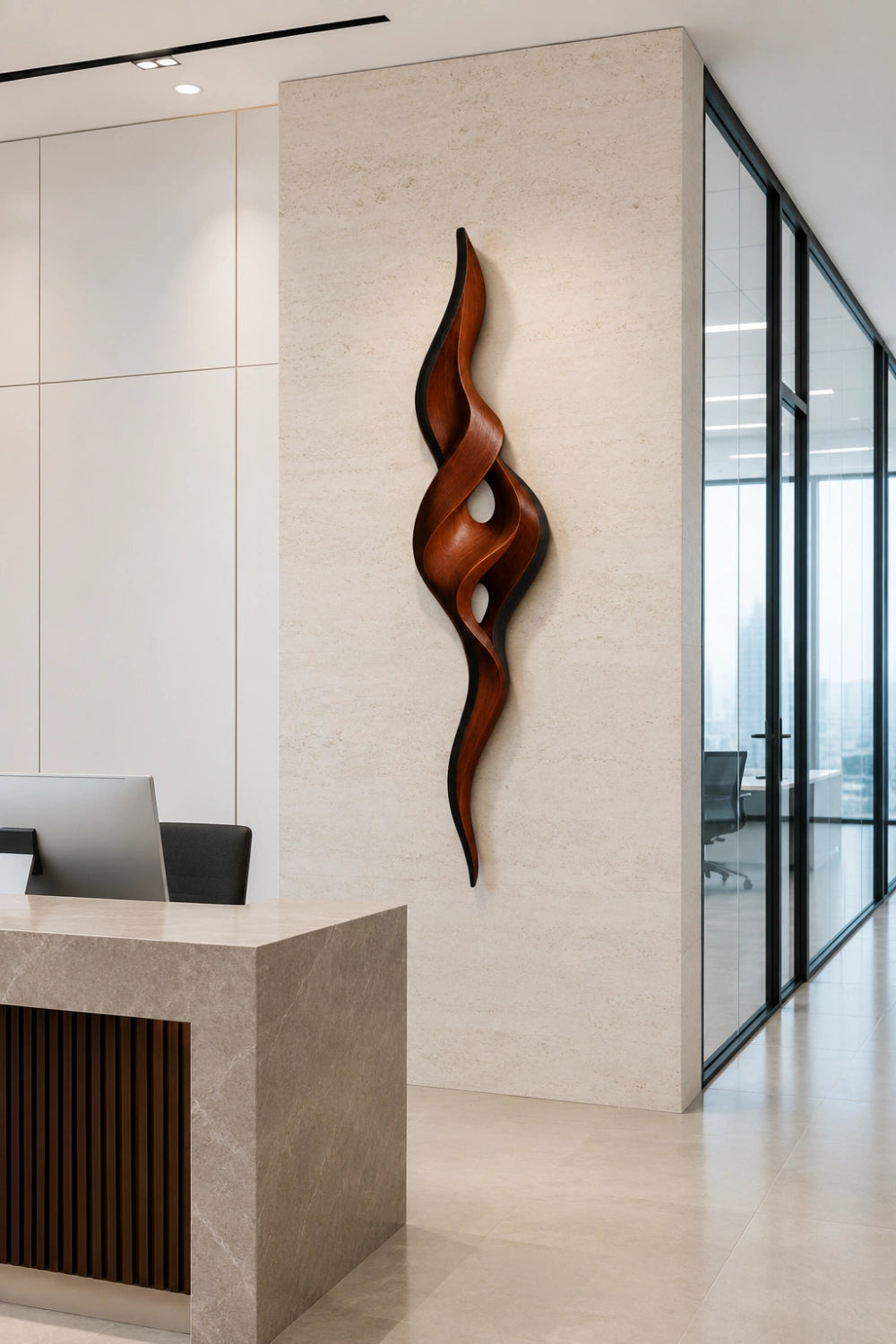 Modern Wood Ribbon Sculpture | Twisting Infinity Fluid Decor | Unique Contemporary Art
