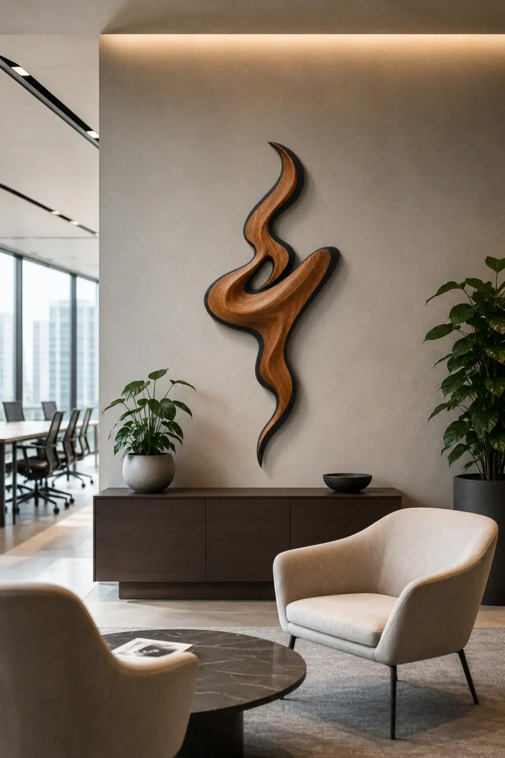 Modernist Wood Swirl Wall Art | Fluid Ribbon Wall Hanging | Contemporary Mobius Decor