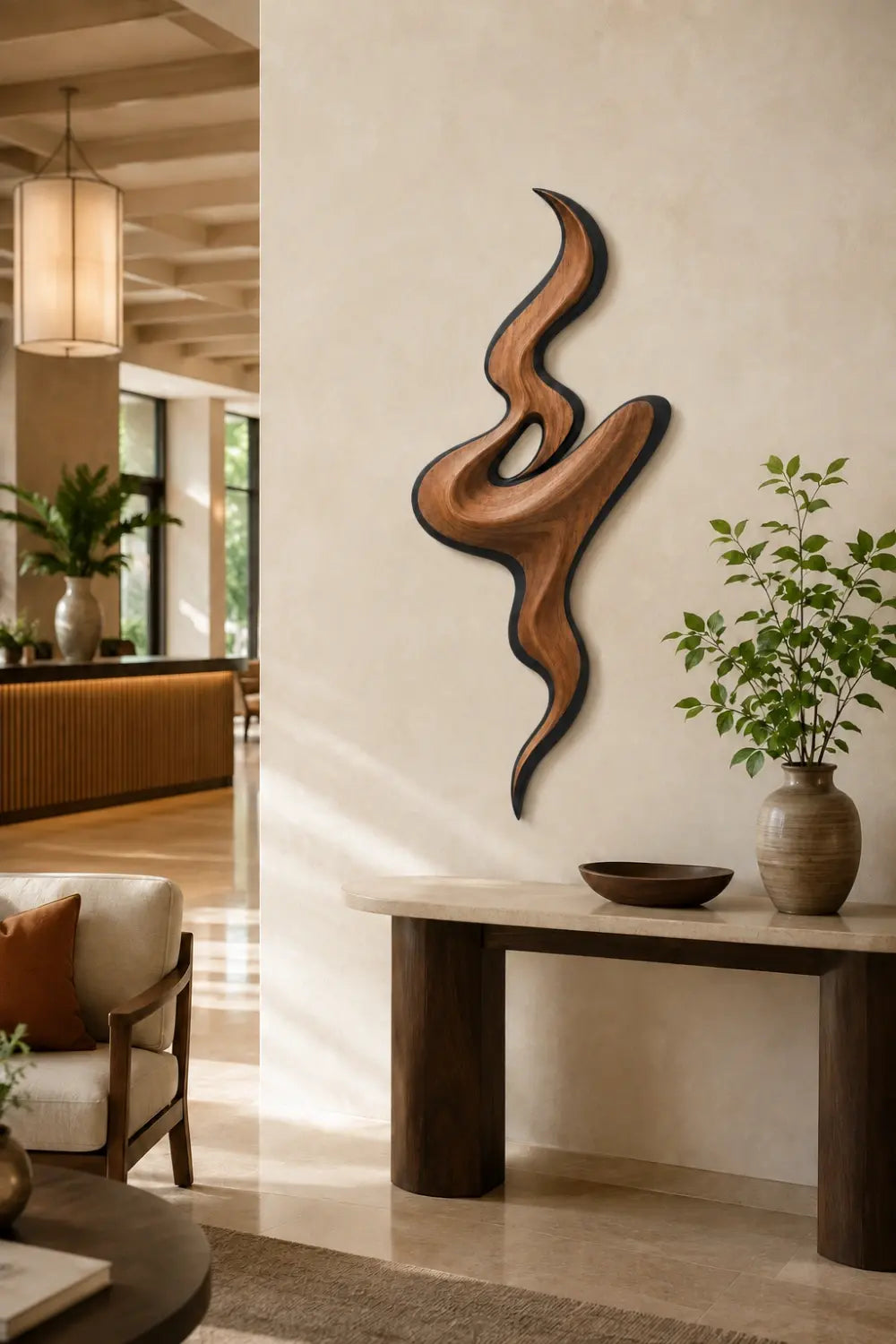 Modernist Wood Swirl Wall Art | Fluid Ribbon Wall Hanging | Contemporary Mobius Decor