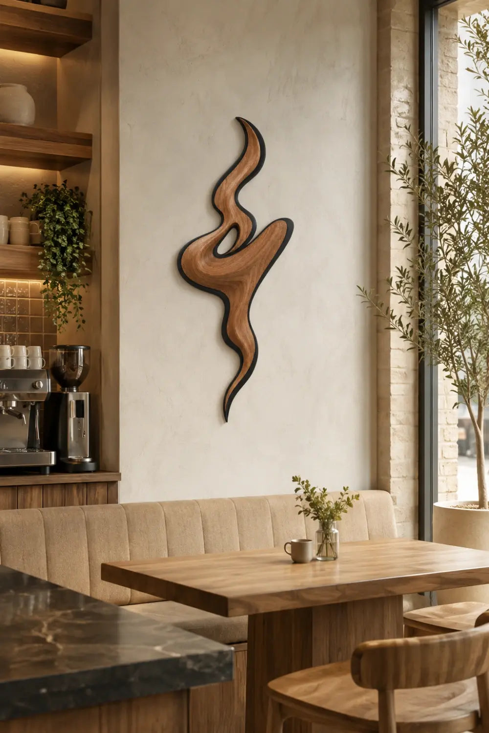Modernist Wood Swirl Wall Art | Fluid Ribbon Wall Hanging | Contemporary Mobius Decor