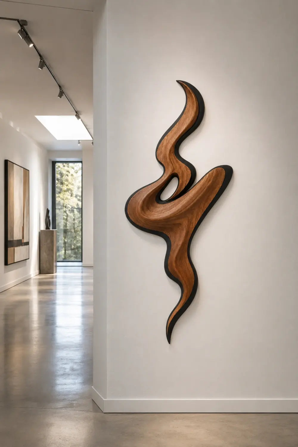 Modernist Wood Swirl Wall Art | Fluid Ribbon Wall Hanging | Contemporary Mobius Decor