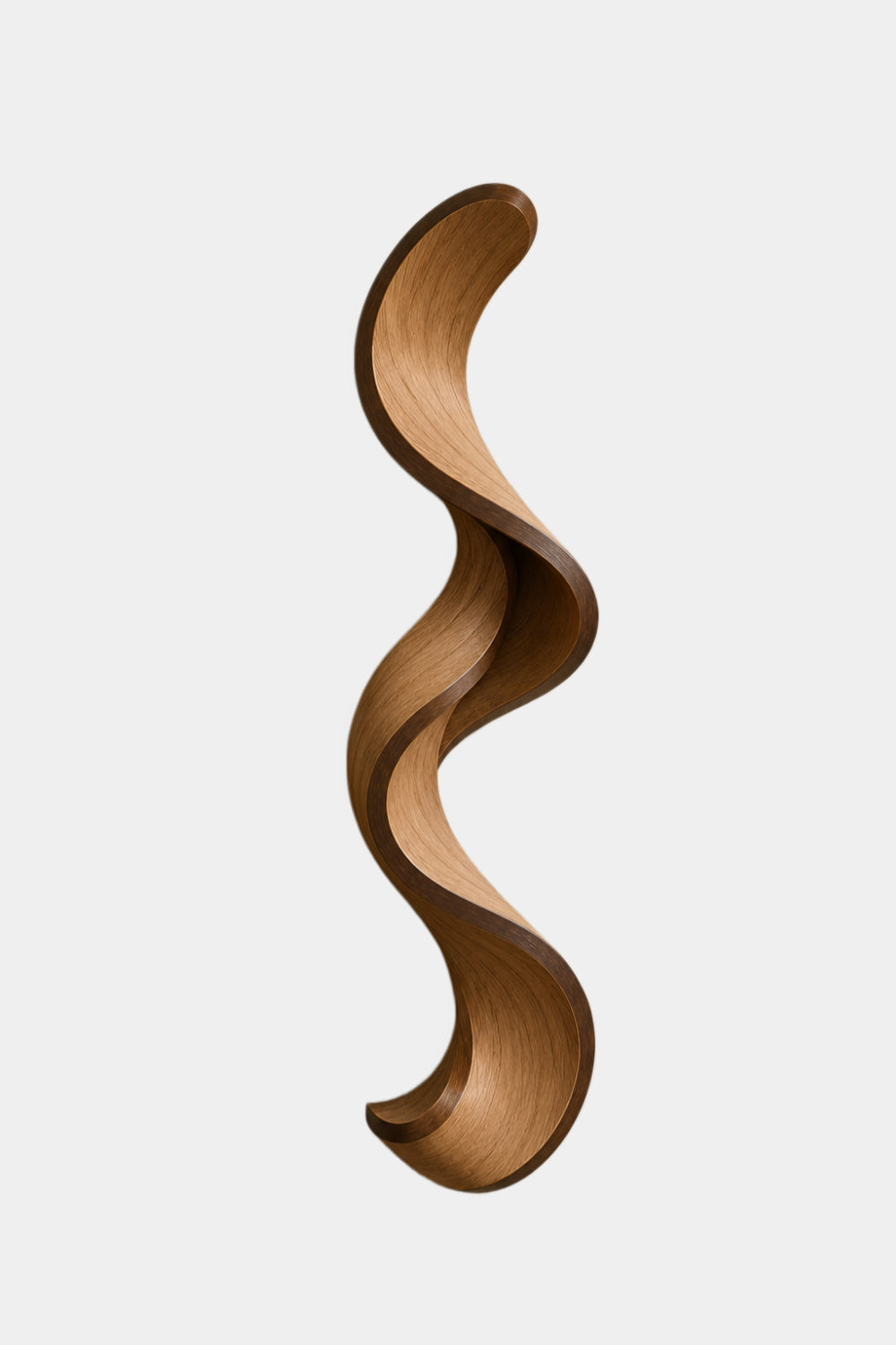 Japandi Wood Ribbon Wall Sculpture | Minimalist Serpentine Wall Art | Flowing Vertical Wave