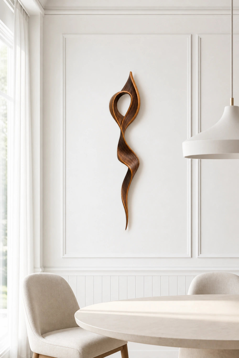 Nordic Wood Wall Sculpture | Sculptural Infinity Ribbon | Modern Gallery Wall Art