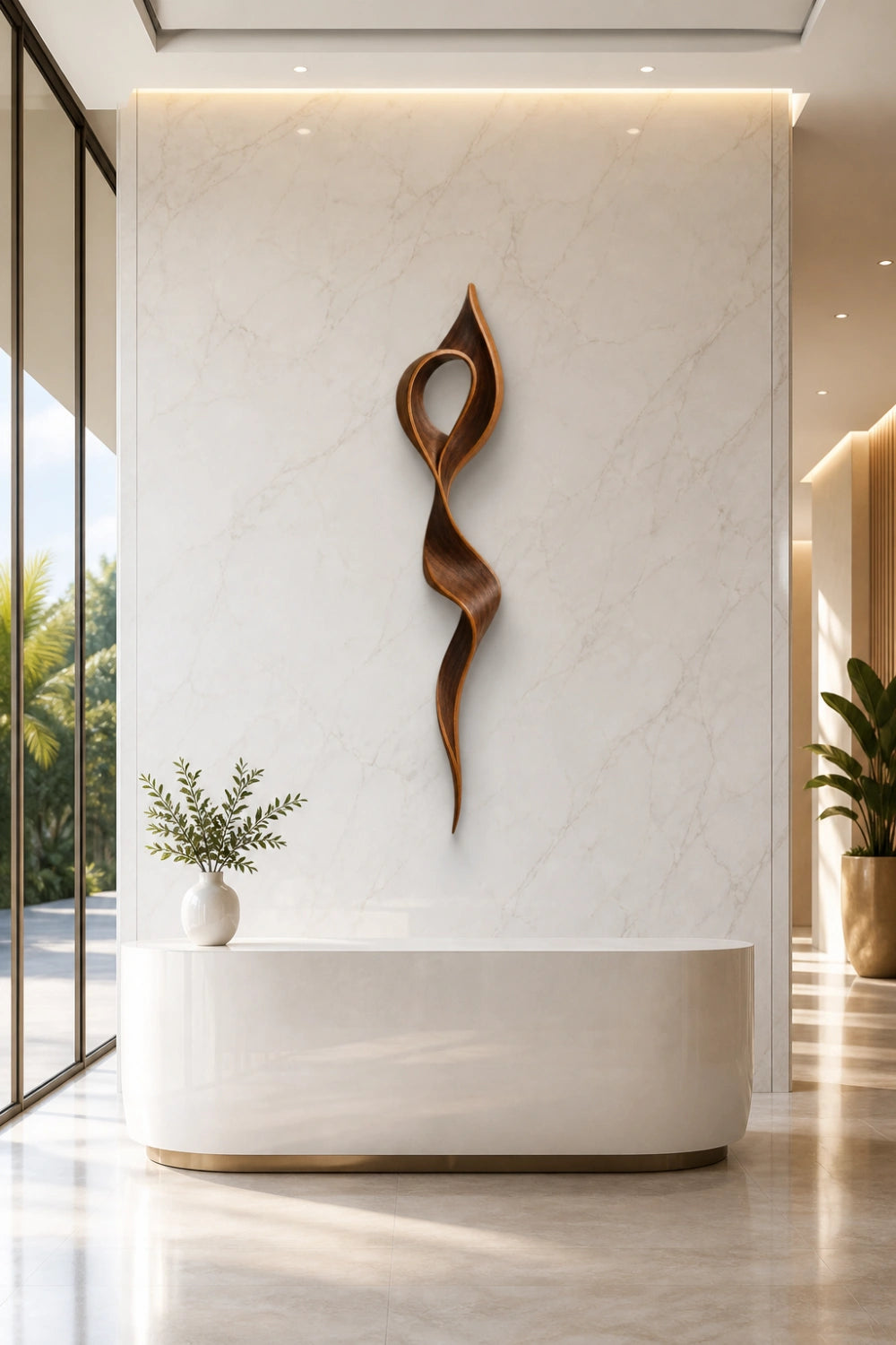 Nordic Wood Wall Sculpture | Sculptural Infinity Ribbon | Modern Gallery Wall Art