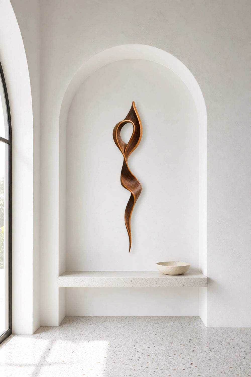 Nordic Wood Wall Sculpture | Sculptural Infinity Ribbon | Modern Gallery Wall Art