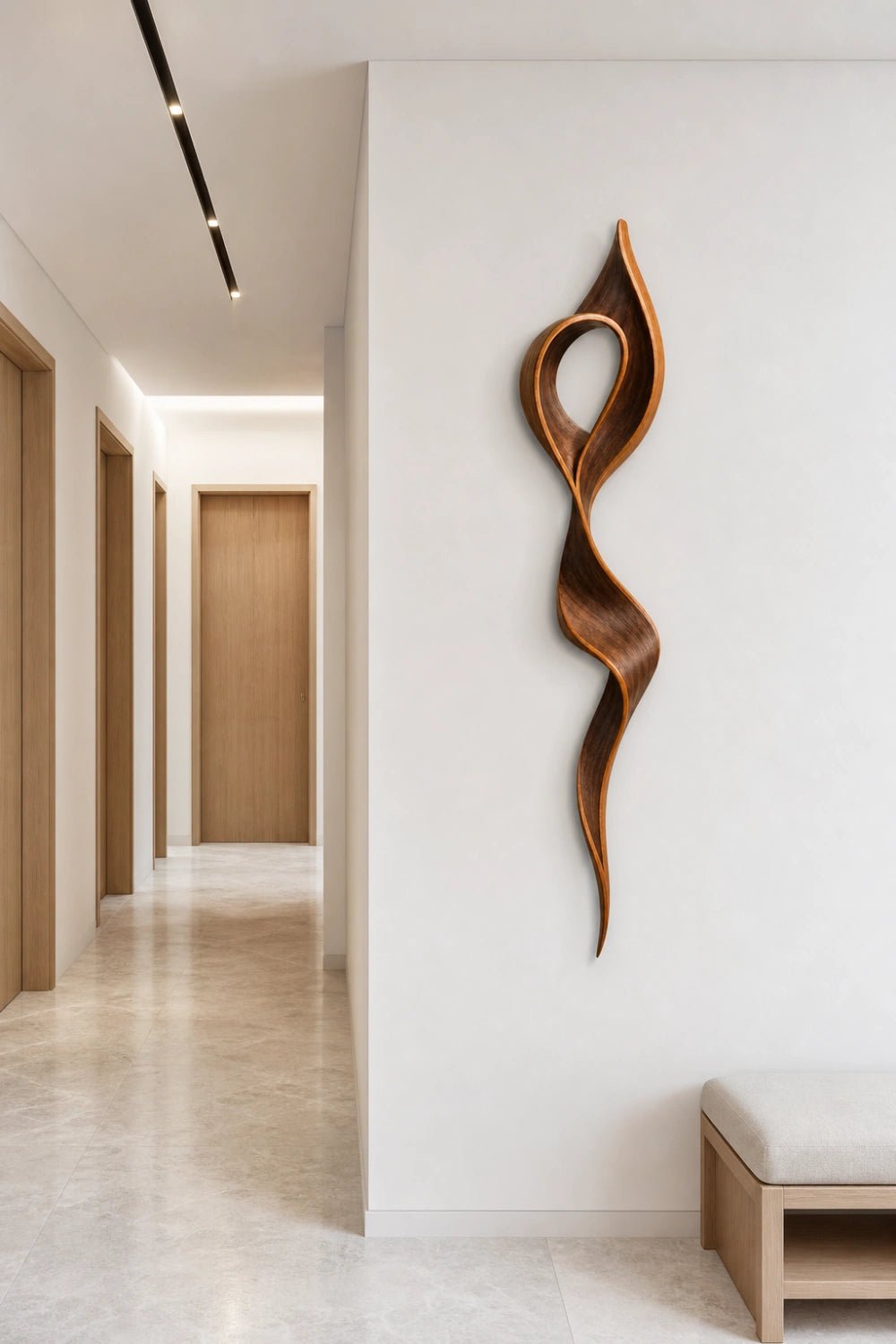 Nordic Wood Wall Sculpture | Sculptural Infinity Ribbon | Modern Gallery Wall Art