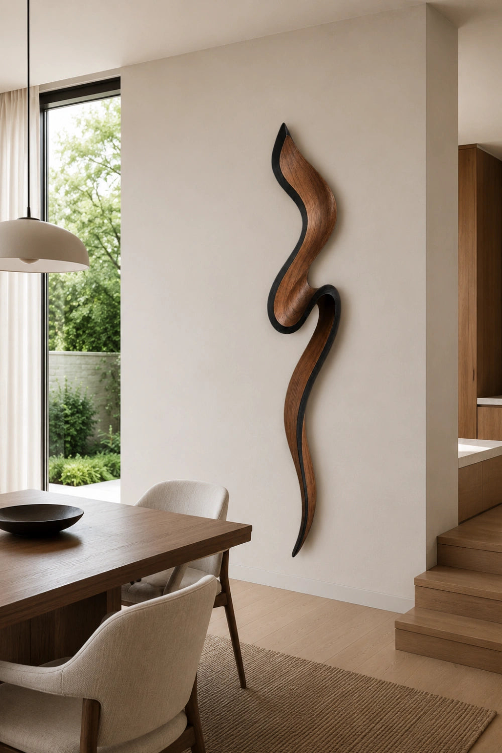 Biophilic Wood Wall Sculpture | Dynamic Sweep Wall Hanging | Earthy Organic Feature