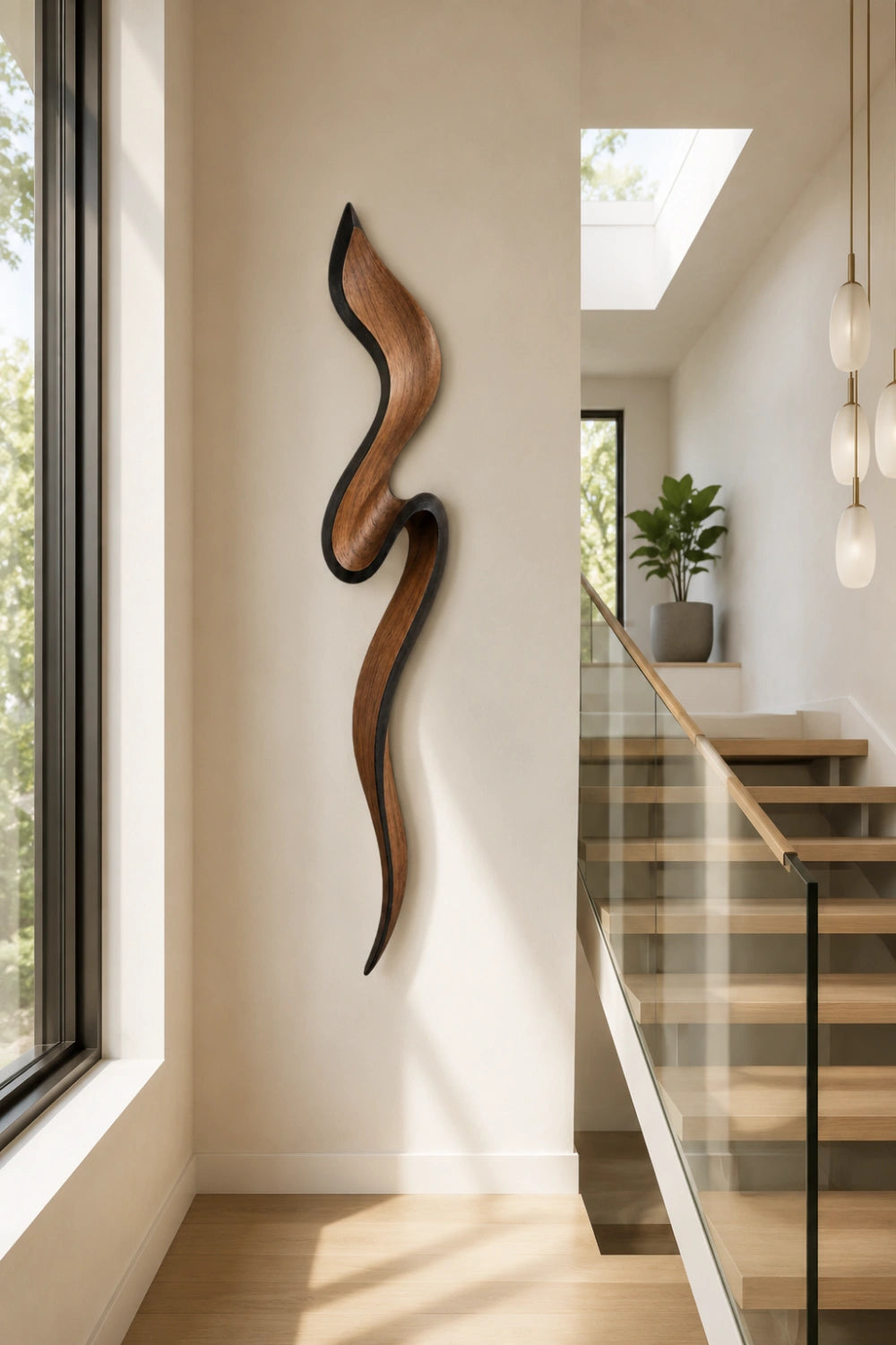 Biophilic Wood Wall Sculpture | Dynamic Sweep Wall Hanging | Earthy Organic Feature