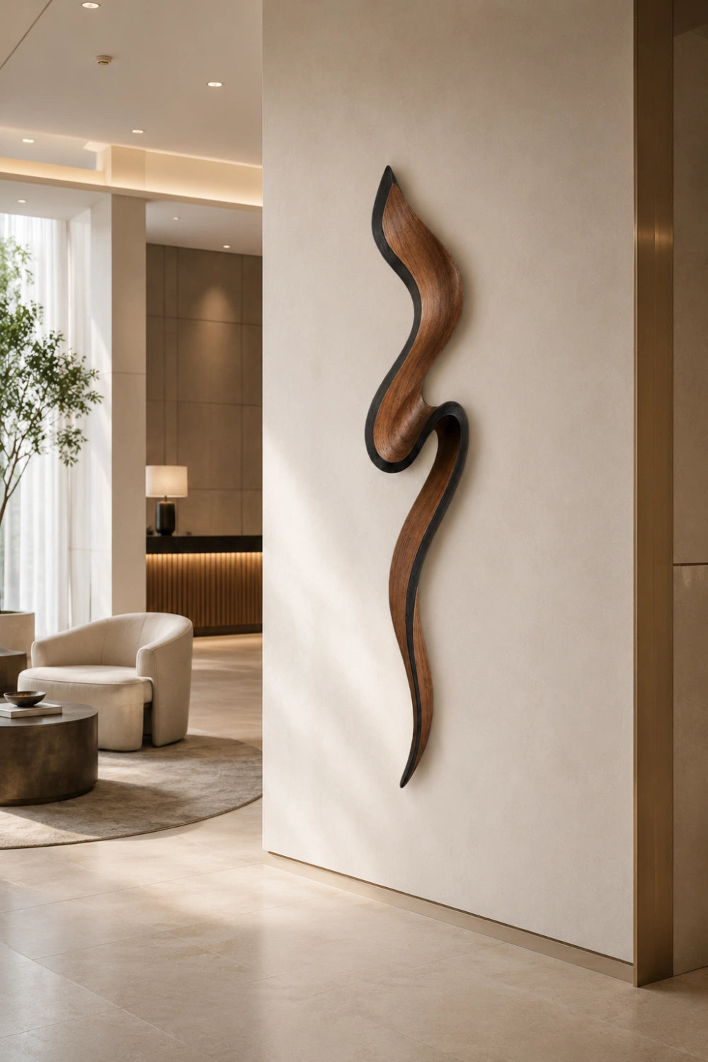 Biophilic Wood Wall Sculpture | Dynamic Sweep Wall Hanging | Earthy Organic Feature