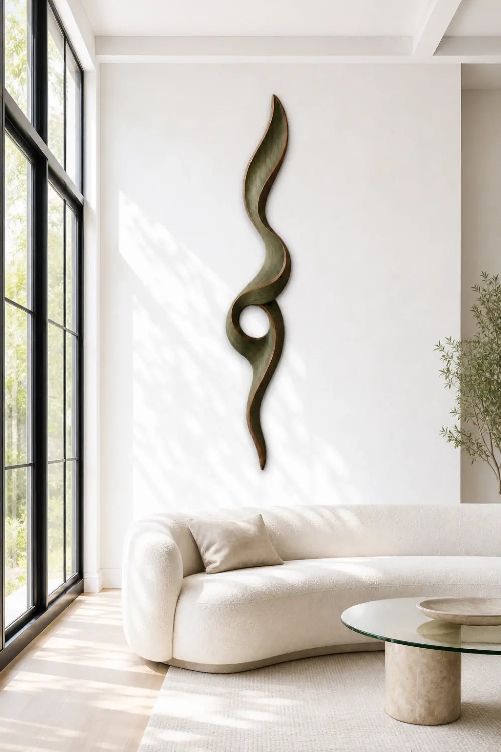 Vertical Ribbon Wood Wall Sculpture | Modern Abstract Accent Art