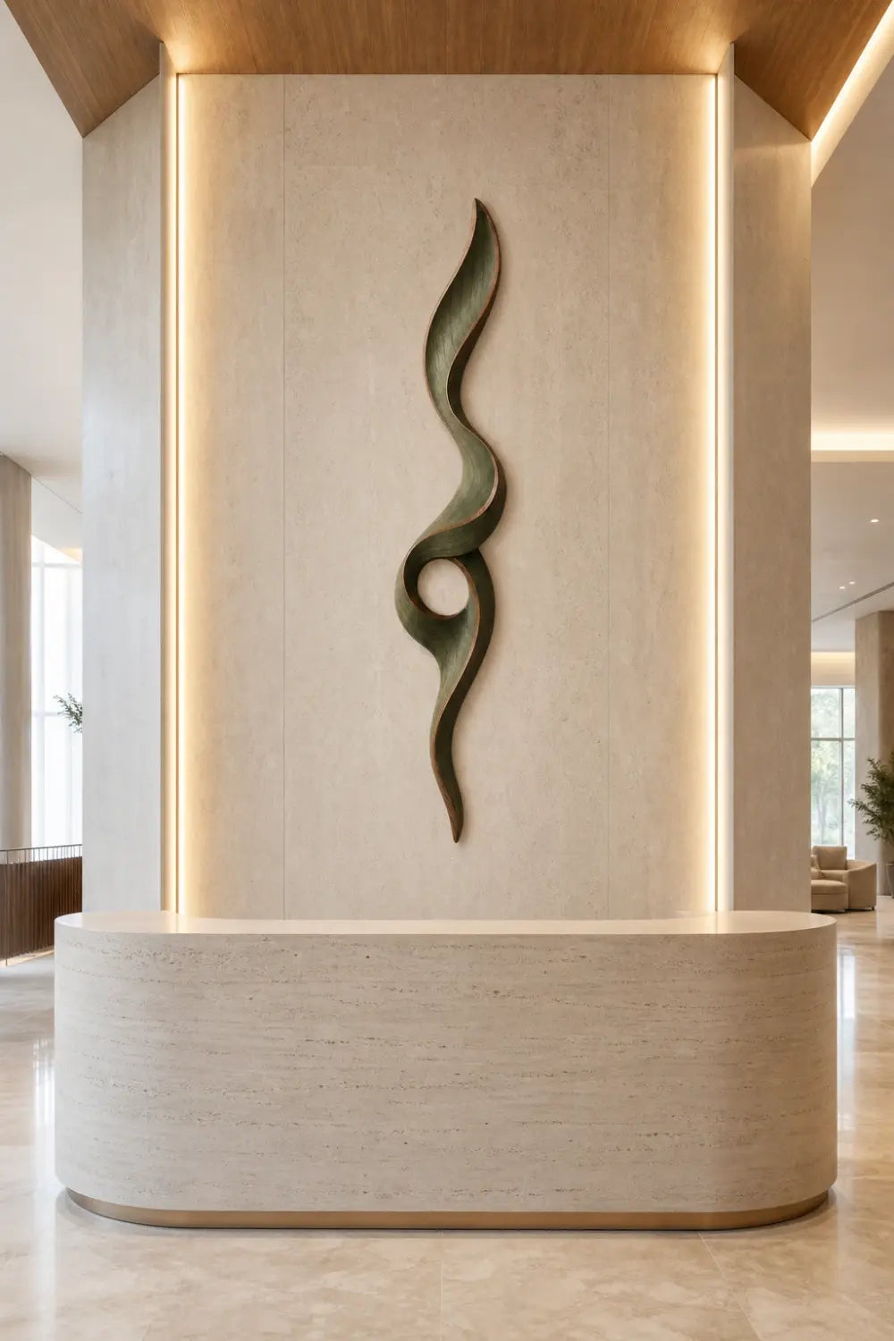 Vertical Ribbon Wood Wall Sculpture | Modern Abstract Accent Art