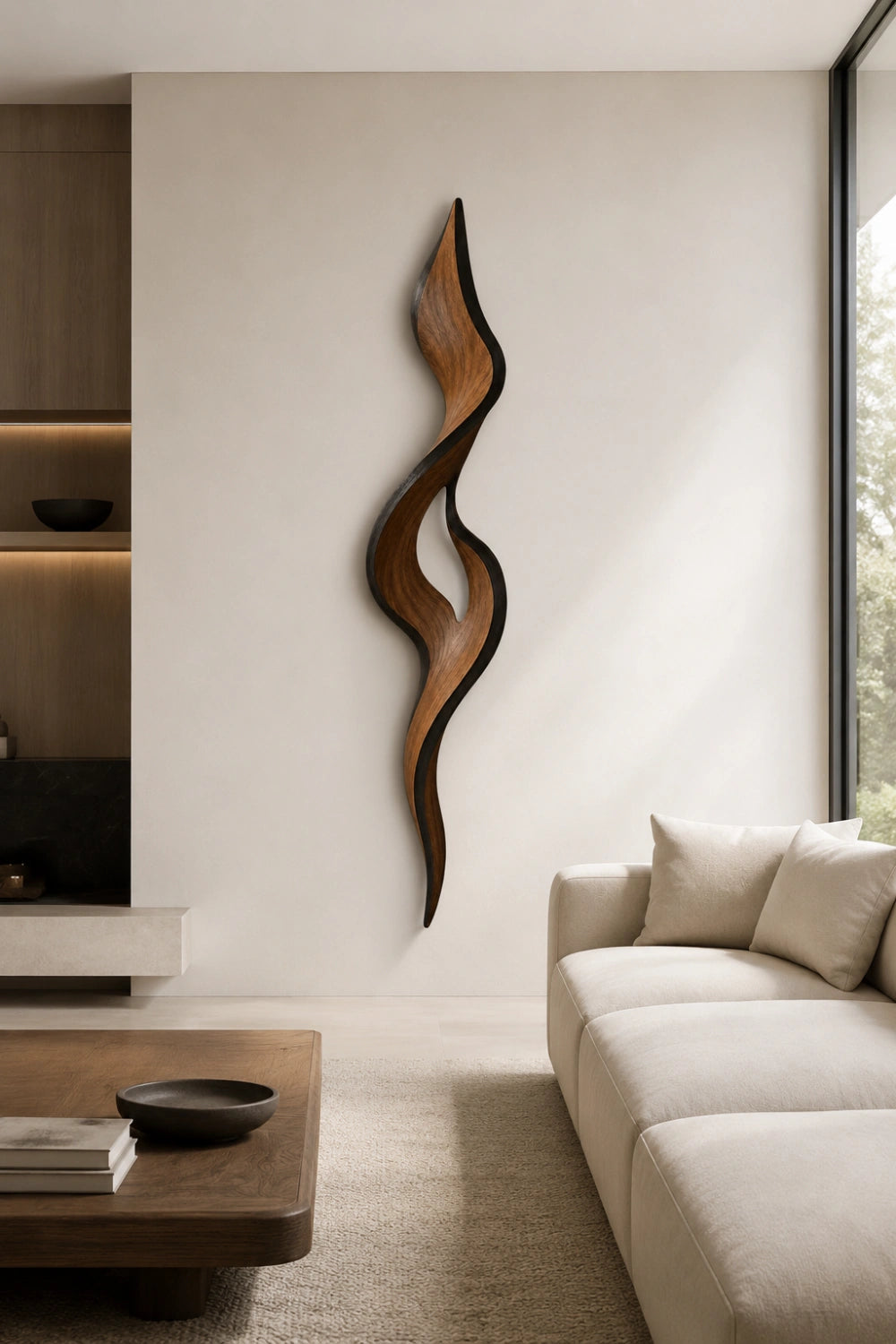 3D Wood Wave Wall Sculpture | Organic Modern Wall Decor