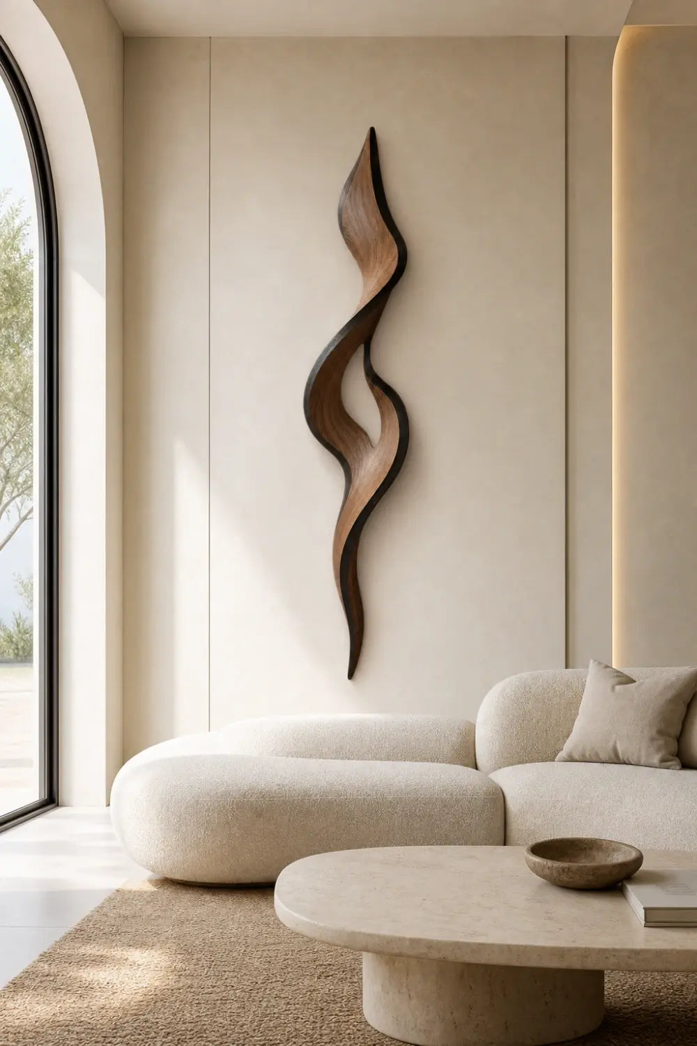 3D Wood Wave Wall Sculpture | Organic Modern Wall Decor