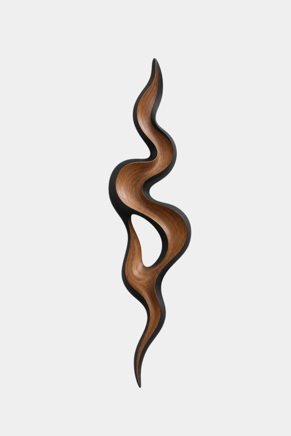 Framed Abstract Wood Wall Sculpture | Modern Black Swirl Decor