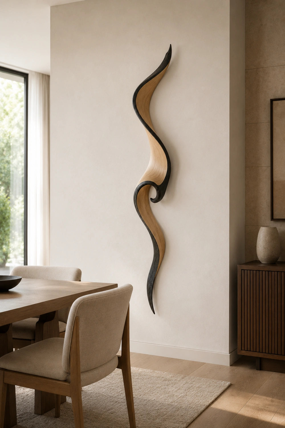 Blonde Wood Wall Sculpture | Coastal Wave Ribbon Art | Light Oak Wall Decor