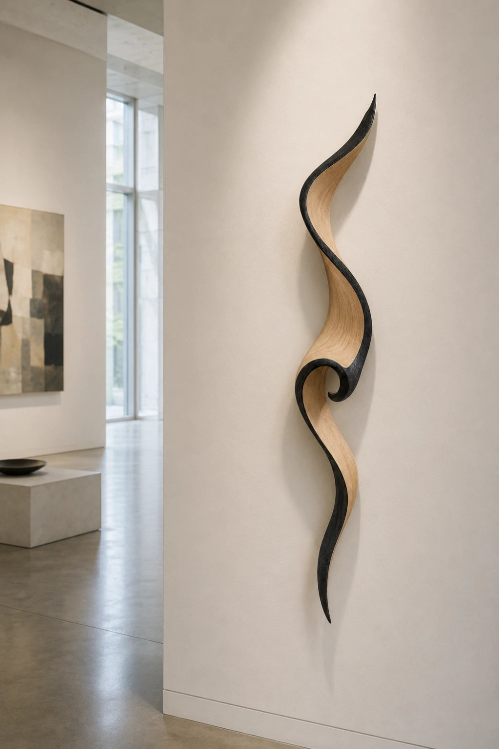 Blonde Wood Wall Sculpture | Coastal Wave Ribbon Art | Light Oak Wall Decor