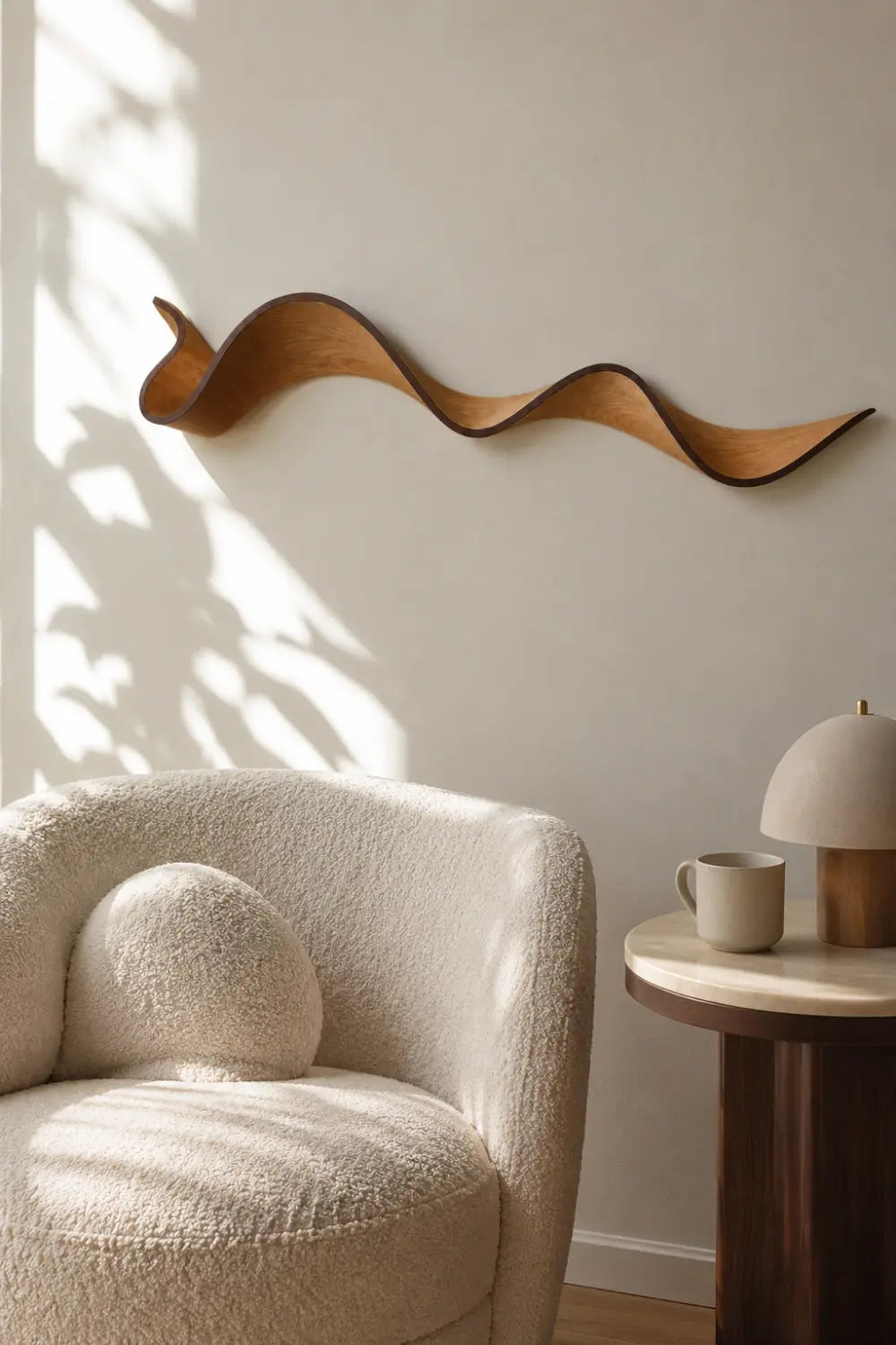 Cascading Wood Wall Sculpture | Spiral Ribbon Wall Hanging | Organic Modern Stream