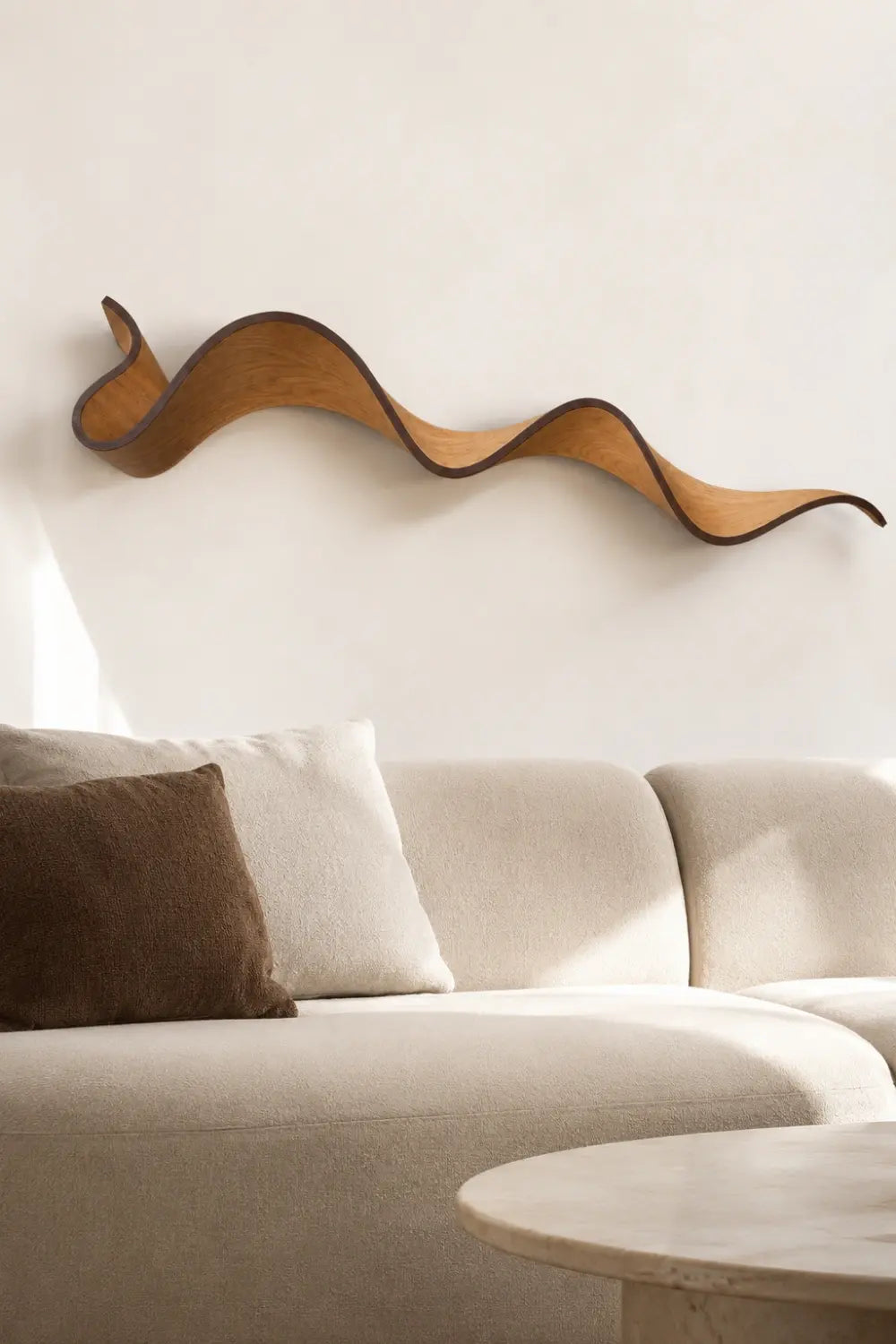 Cascading Wood Wall Sculpture | Spiral Ribbon Wall Hanging | Organic Modern Stream