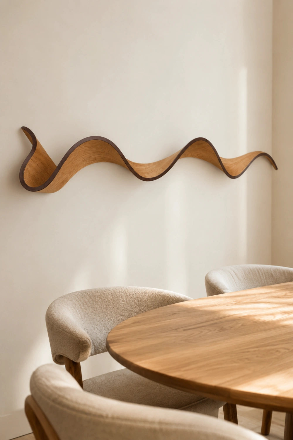 Cascading Wood Wall Sculpture | Spiral Ribbon Wall Hanging | Organic Modern Stream