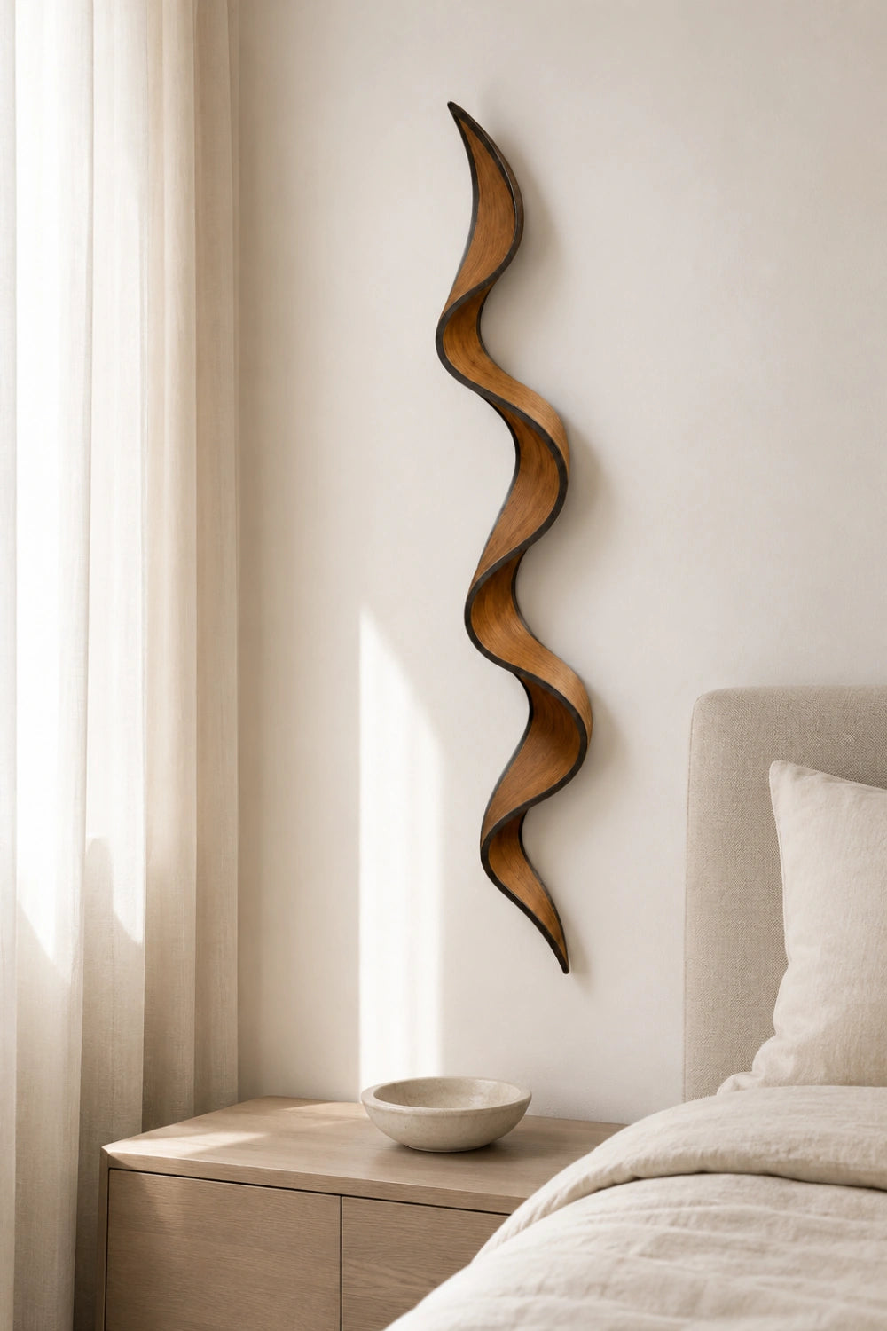 Harmonic Wood Wall Sculpture | Rhythmic Wave Wall Hanging | Wabi Sabi Oak Decor
