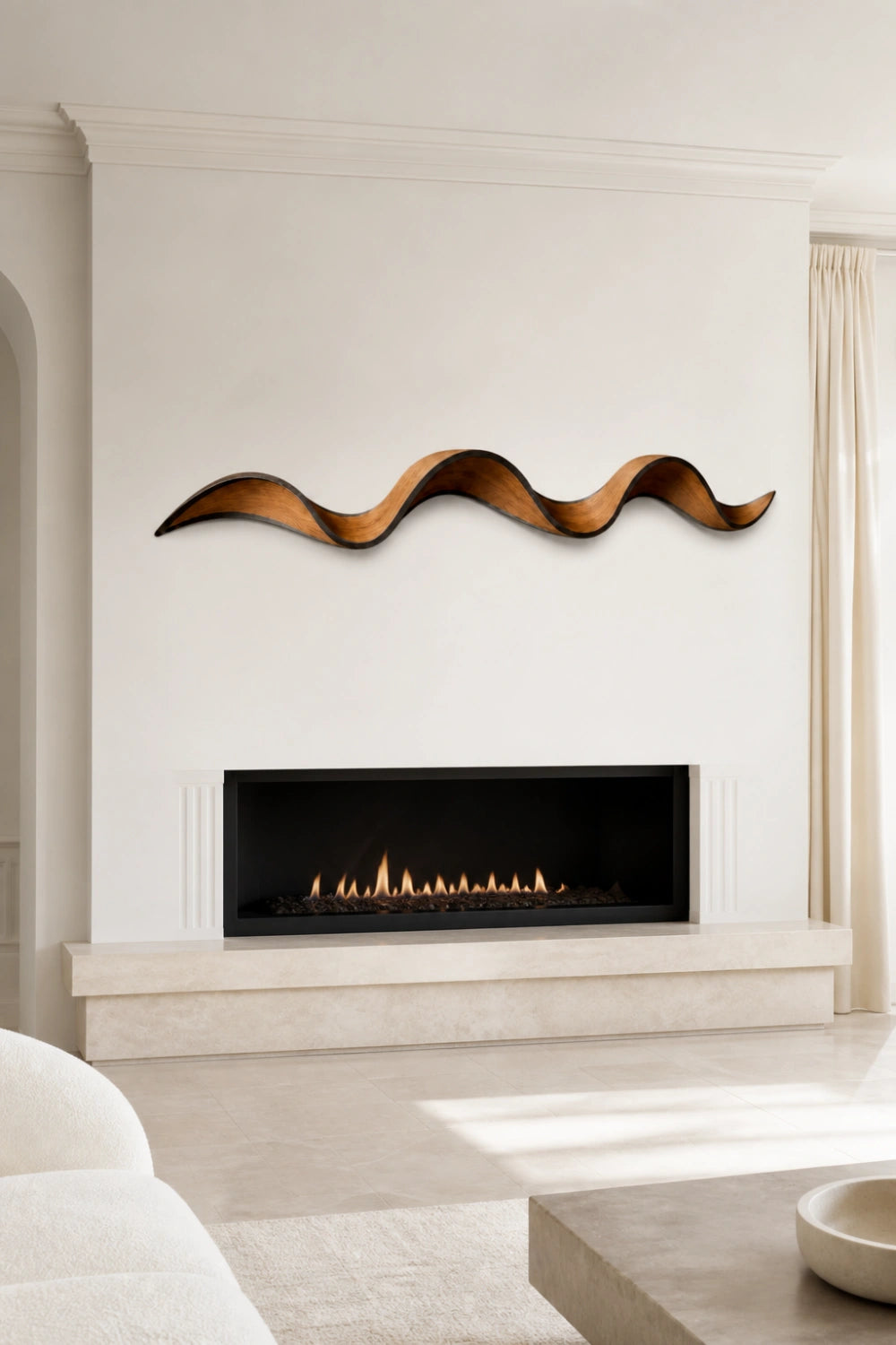 Harmonic Wood Wall Sculpture | Rhythmic Wave Wall Hanging | Wabi Sabi Oak Decor