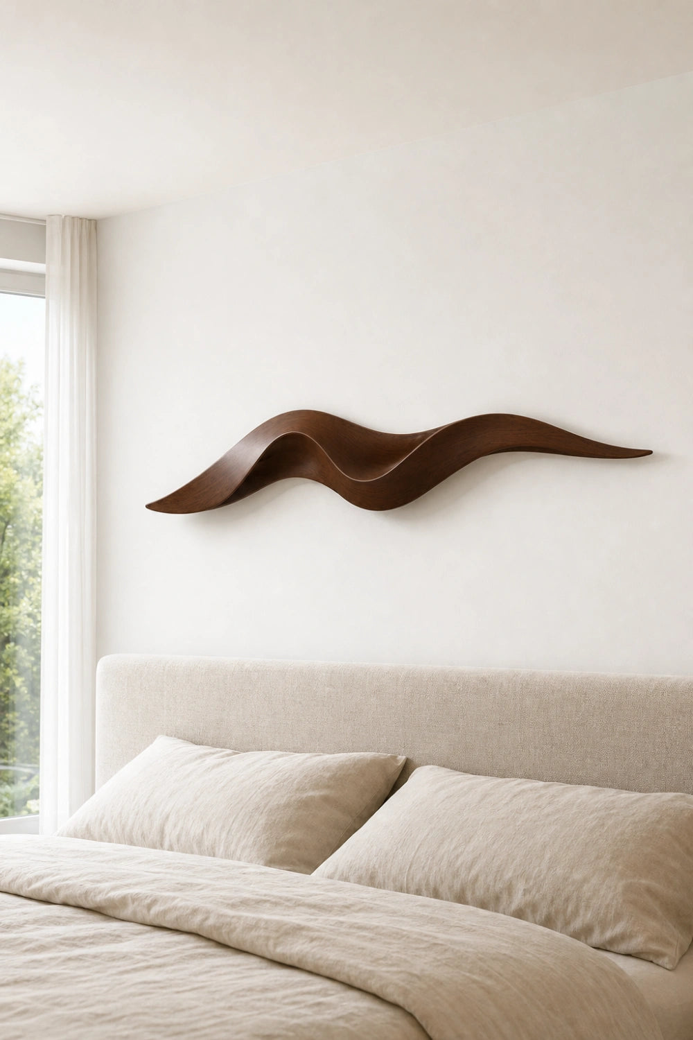 Seamless Wood Relief Sculpture | Minimalist Flowing Wall Art | Organic Contour Plaque
