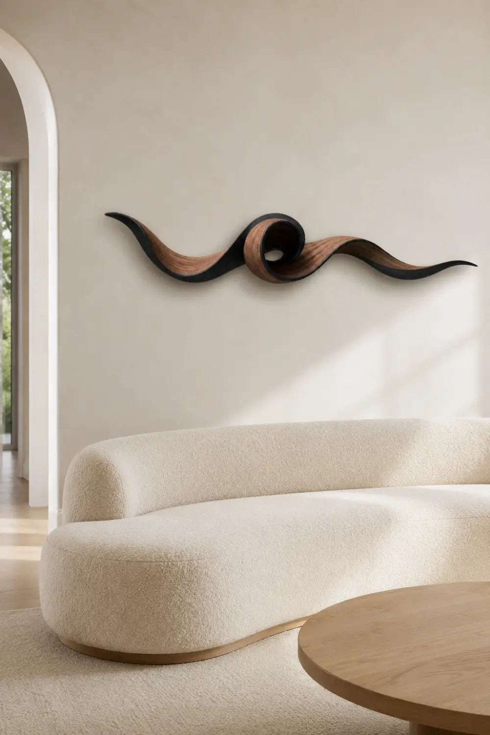 Coiled Wood Wall Sculpture | Architectural Spiral Wall Art | Modern Zen Decor