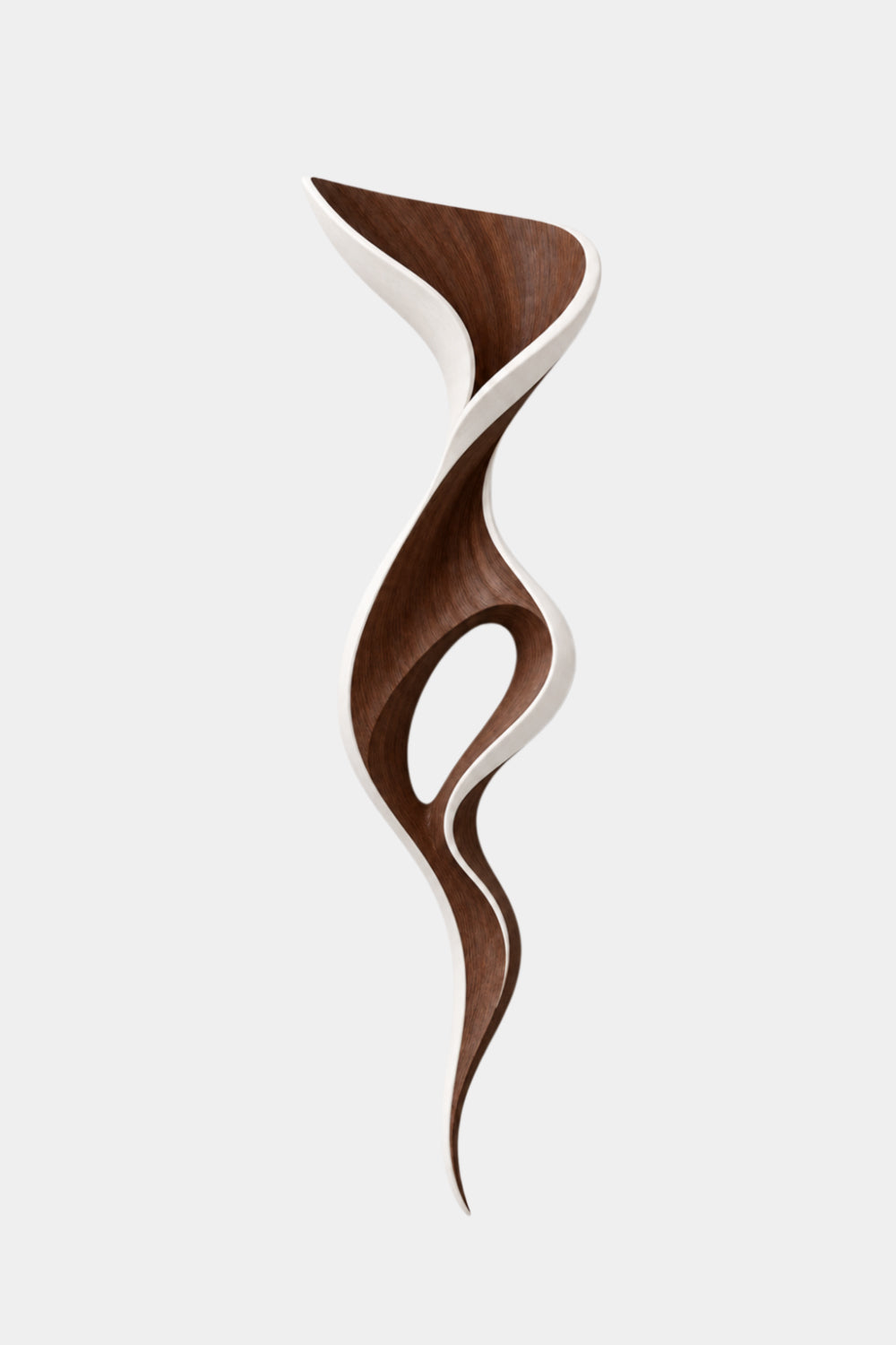 White & Walnut Wood Wall Sculpture | Abstract Cutout Wall Art | Two-Tone Relief