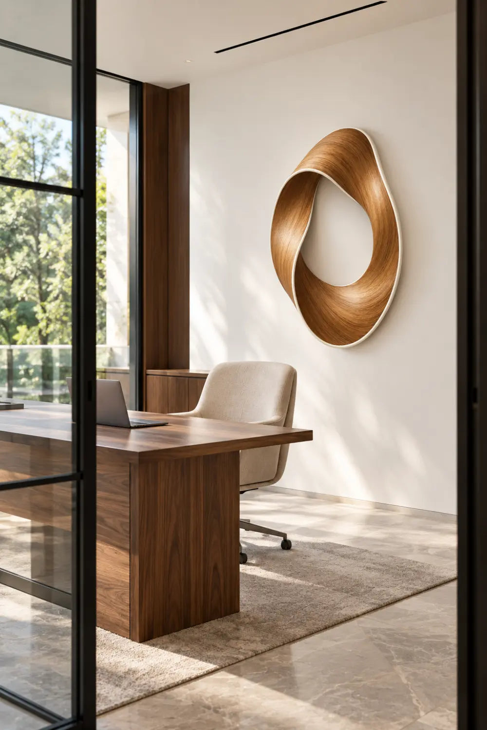 Abstract Mobius Strip Wooden Ribbon Sculpture | Modern Infinity Loop Art Decor
