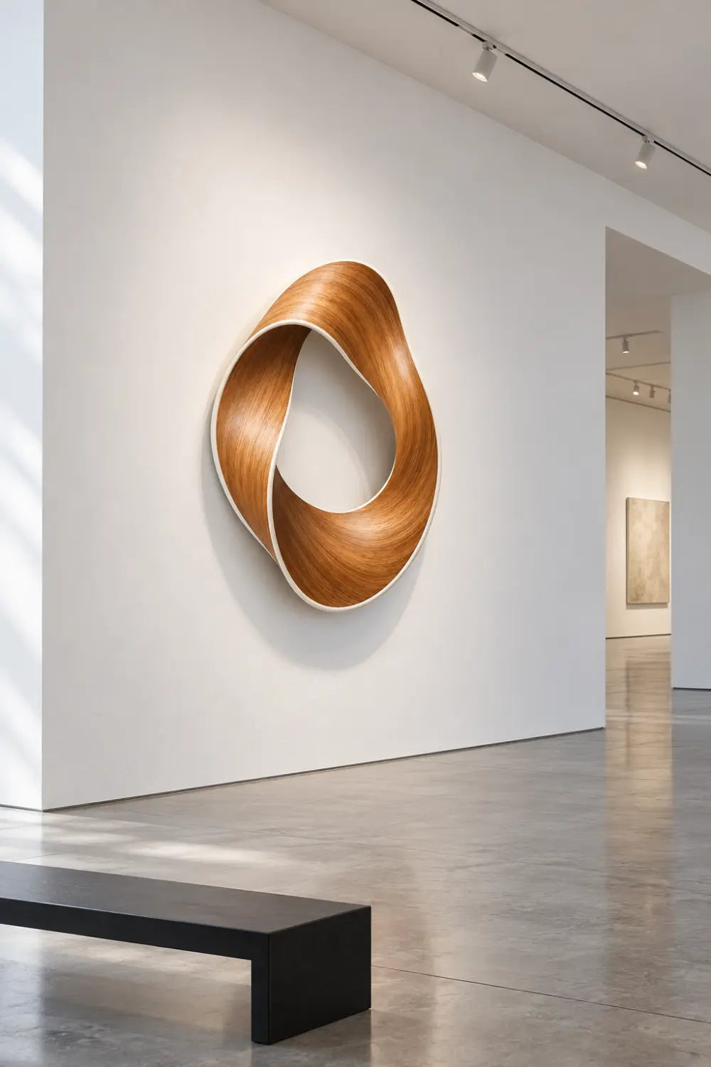 Abstract Mobius Strip Wooden Ribbon Sculpture | Modern Infinity Loop Art Decor
