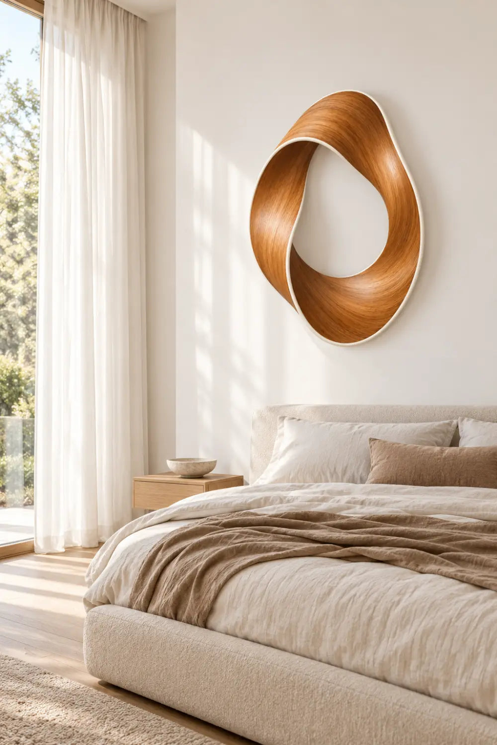 Abstract Mobius Strip Wooden Ribbon Sculpture | Modern Infinity Loop Art Decor