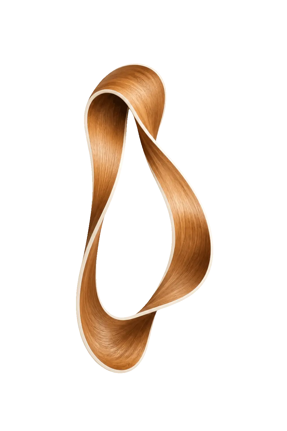 Vertical Twisted Wooden Ribbon Sculpture | Abstract Teardrop Loop Home Decor