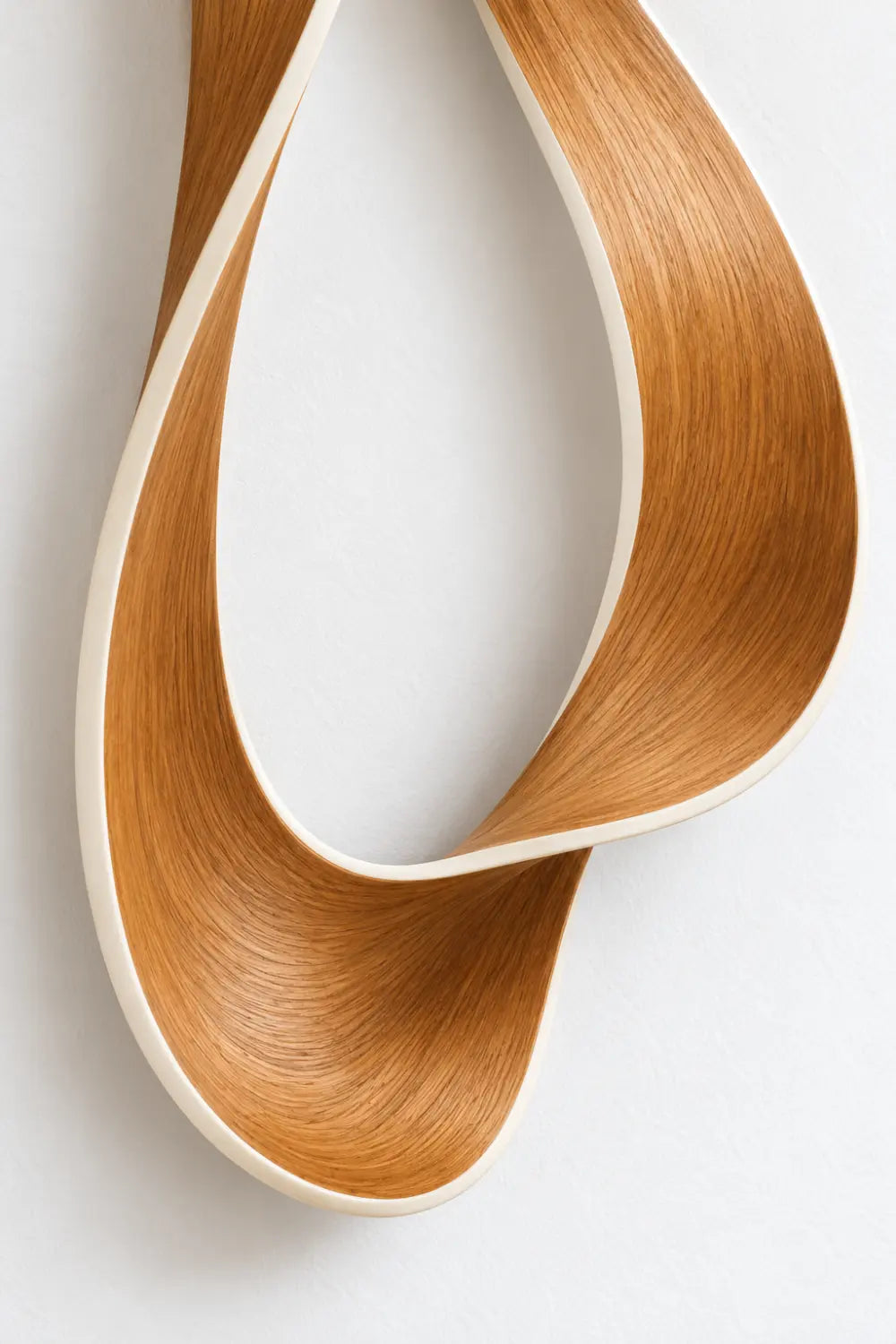 Vertical Twisted Wooden Ribbon Sculpture | Abstract Teardrop Loop Home Decor