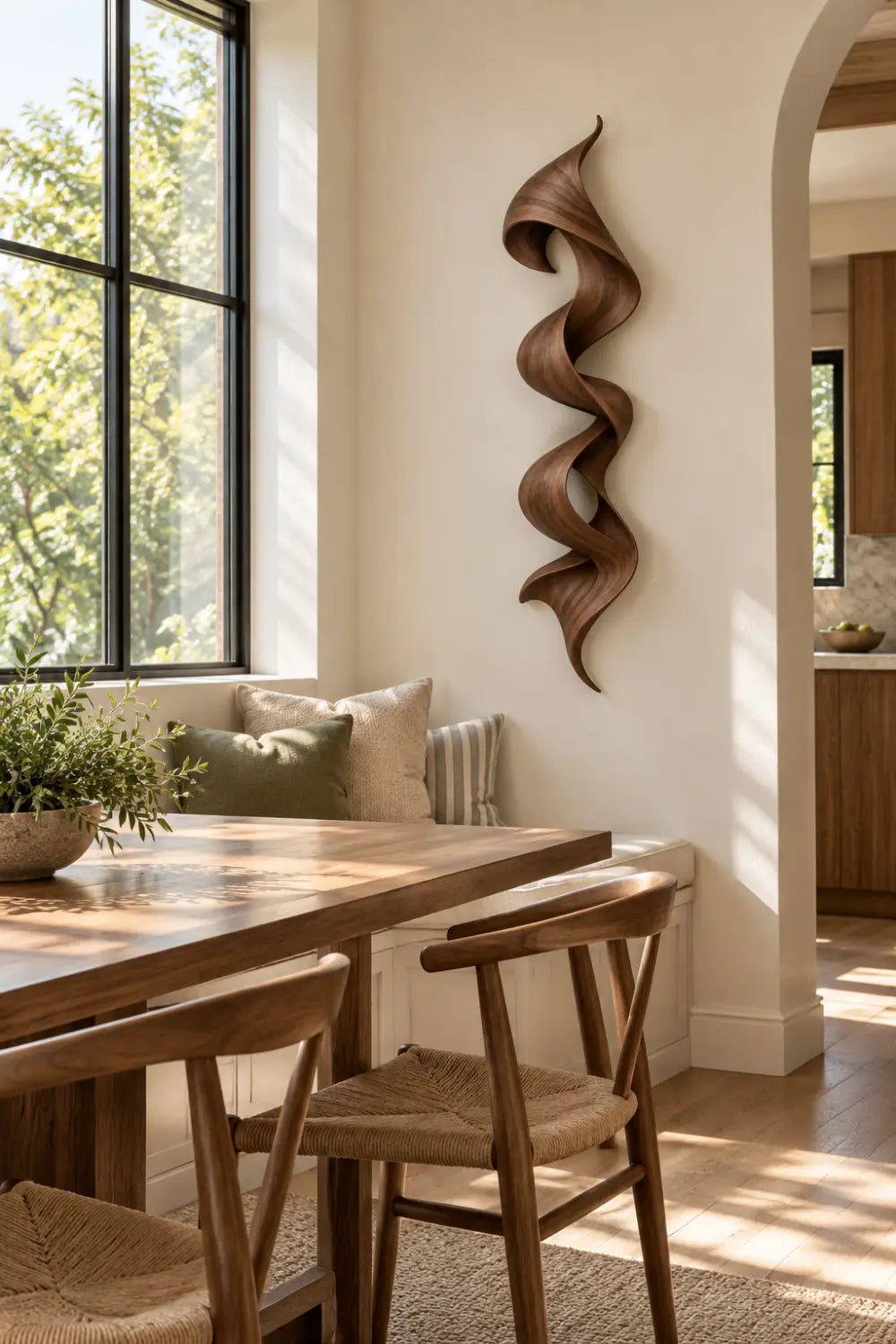 Fluid Wooden Ribbon Sculpture Modern Abstract Wood Art Decor & Spatial Gift