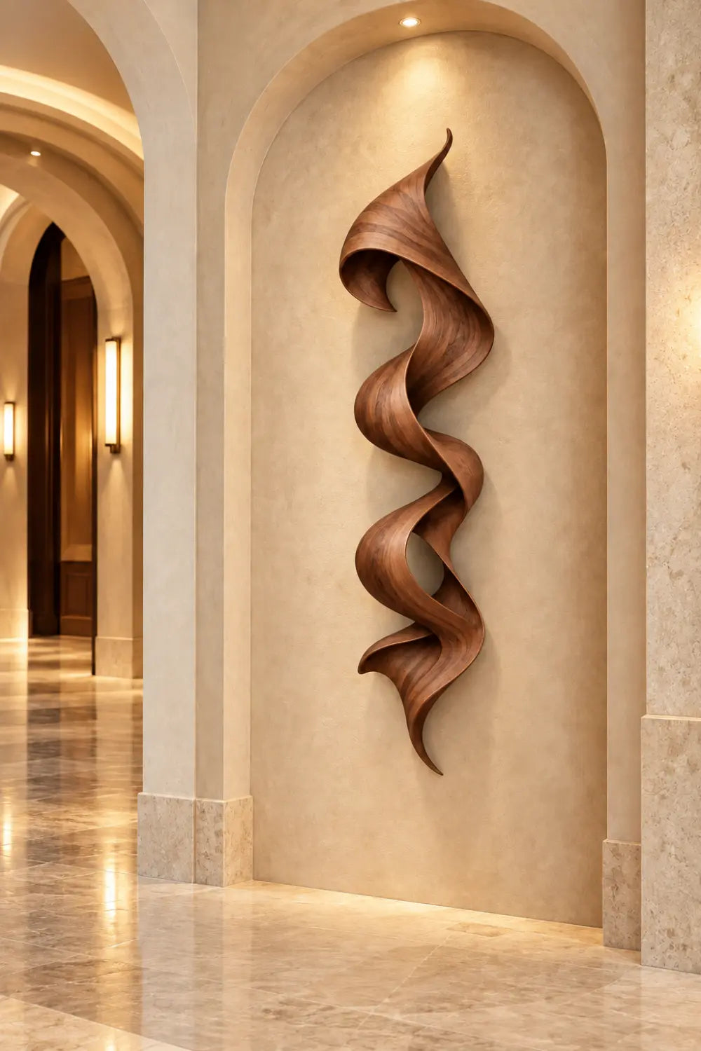 Fluid Wooden Ribbon Sculpture Modern Abstract Wood Art Decor & Spatial Gift