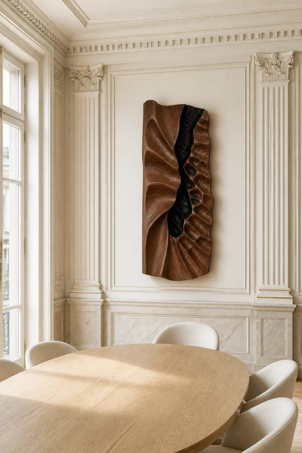 Carved Wood Wall Relief Art | Charred Accent Panel