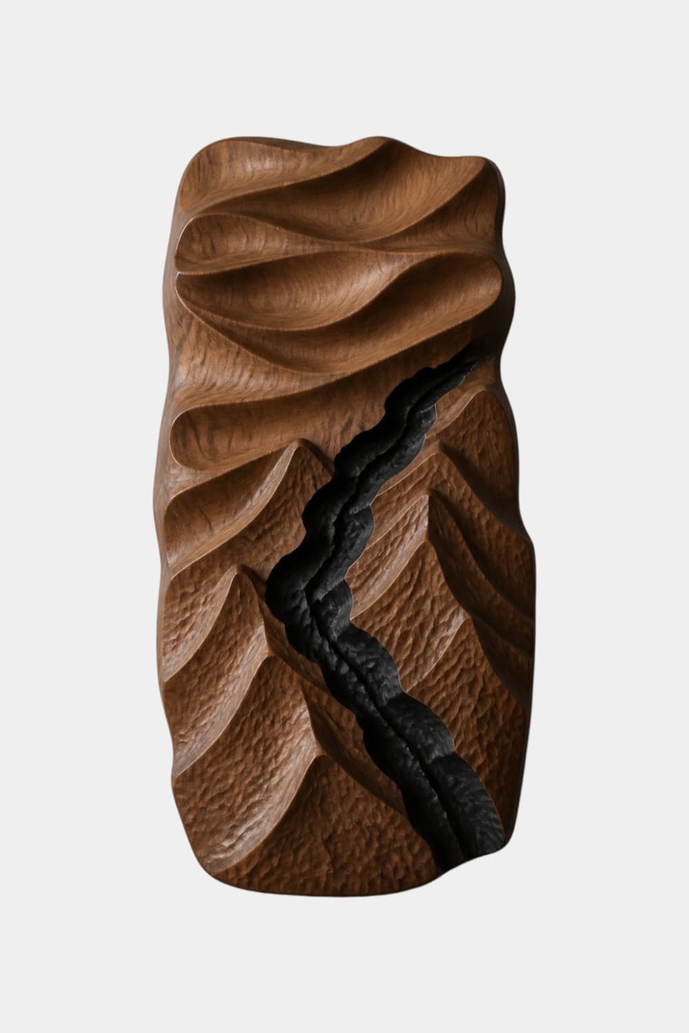 3D Wood Canyon Wall Relief | Carved Topographic Panel